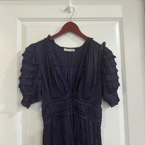 Ulla Johnson Olivia Dark Purple Satin Maxi Dress